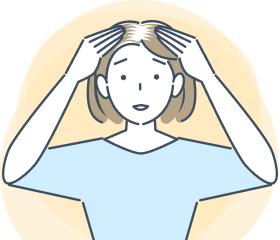 地肌が全体的に透けて見えるのが気になる女性