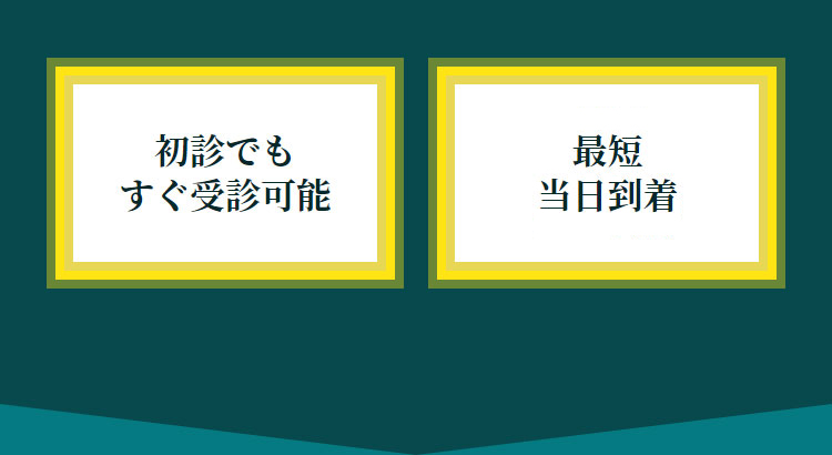 最短当日発送 翌日到着 初診でもすぐ受診可能