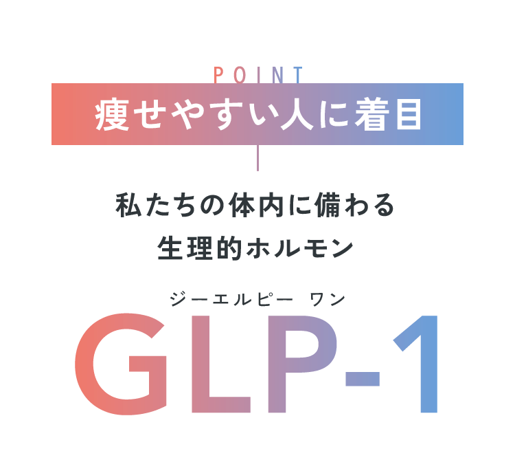 POINT 痩せやすい人に着目 私たちの体内に備わる生理的ホルモンGLP-1