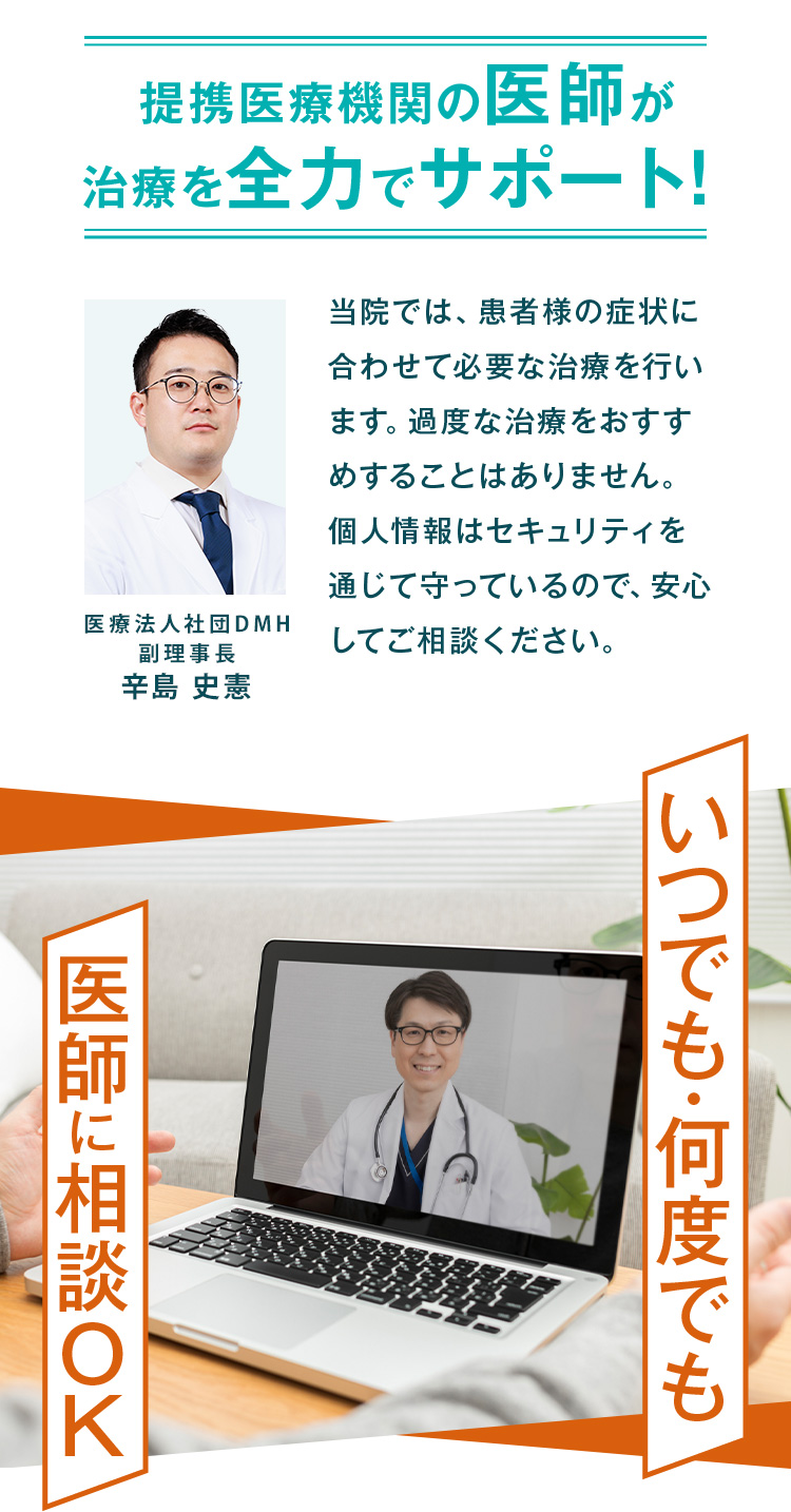 提携医療機関の医師が治療を全力でサポート！