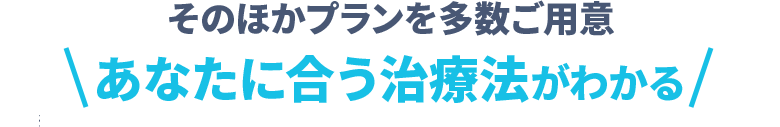 そのほかプランを多数ご用意 あなたに合う治療法がわかる