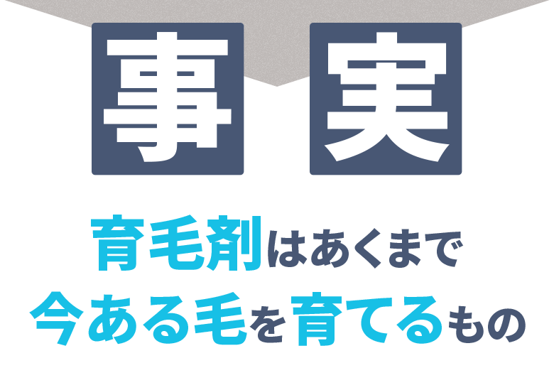 事実：育毛剤はあくまで今ある毛を育てるもの