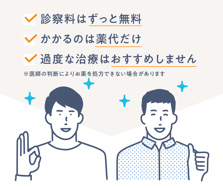 診察料はずっと無料 かかるのは薬代だけ 過度な治療はおすすめしません