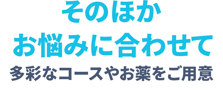 お悩みに合わせて多彩なコースやお薬をご用意