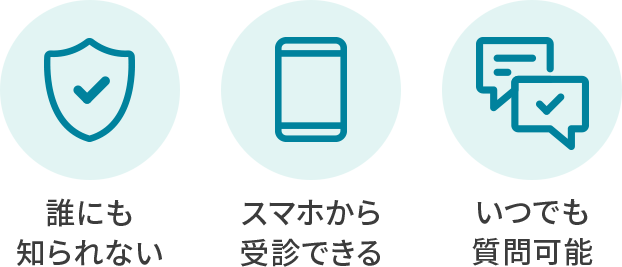 誰にも知られない スマホから受診できる いつでも質問可能