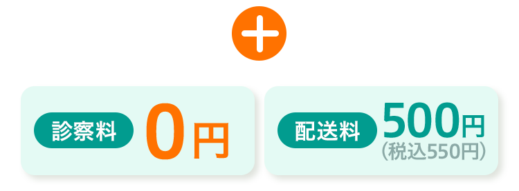 診察料0円 配送料500円(税込550円)