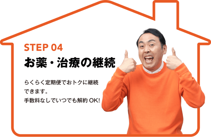 STEO04 お薬・治療の継続 らくらく定期便でおトクに継続できます。手数料なしでいつでも解約OK！